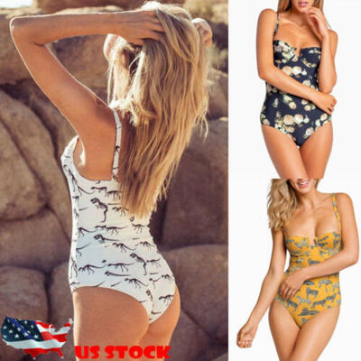 

Sexy Women One-Piece Floral Swimsuit Swimwear Push-up Monokini Bikini Bathing US