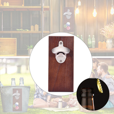 

Gobestart Wooden Retro Magnet Refrigerator Sticker Beer Bottle Opener