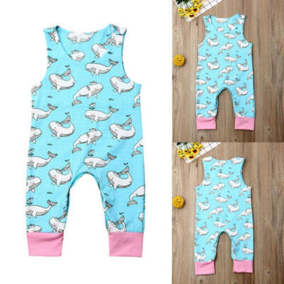 

Newborn Baby Boy Girl Clothes Sleeveless Whale Romper Jumpsuit Overall Outfit