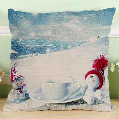 

Siaonvr New Christmas Snowman Cotton Linen Pillow Case Sofa Cushion Cover Home Decor A