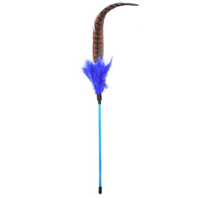 

Colorful Long Tail Feather Stick Cat Catcher Teaser Toy with Bell Cat Rod