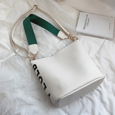 

Qiao Bani 2019 new Korean chic fashion hit color wide ribbon child bucket bag shoulder diagonal tide handbag
