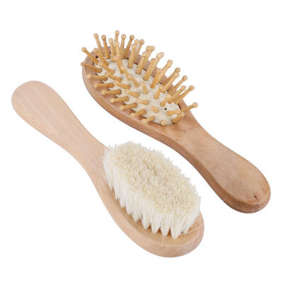 

Greensen Baby Wooden Hair Brush&Comb Set Goat Hair Bristles for Newborns Toddlers Daily Care