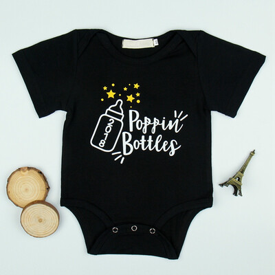 

Cute Baby Girl Boy Letter Print Rompers Short Sleeve Infant Jumpsuits