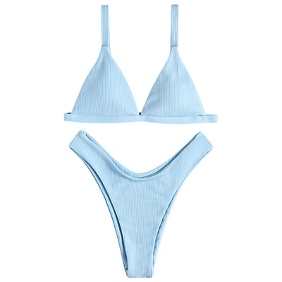 

High Waist Padded Bikini Light Blue Women Swimsuit
