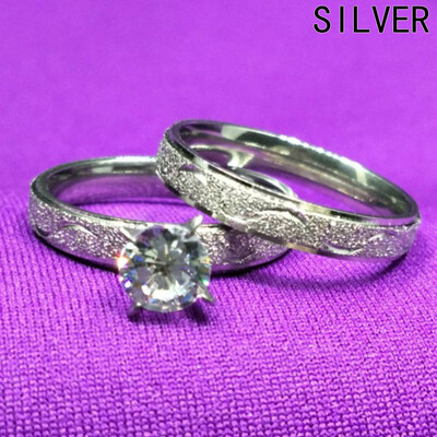 

Fashion Zircon Double Ring Titanium Steel Wedding Rings For Women Men Color Gold Silver