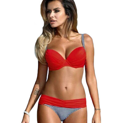 

Sexy tube top bikini triangle split swimsuit