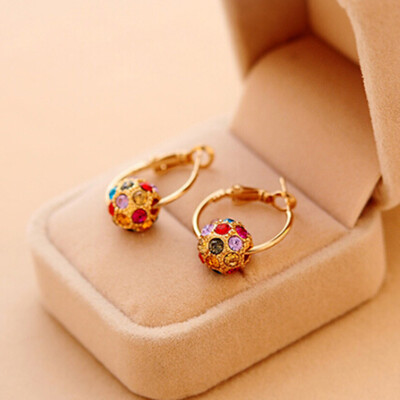 

Korean fashion simple&elegant color crystal lucky ball transfer beads ear jewelry supply wholesale explosion models