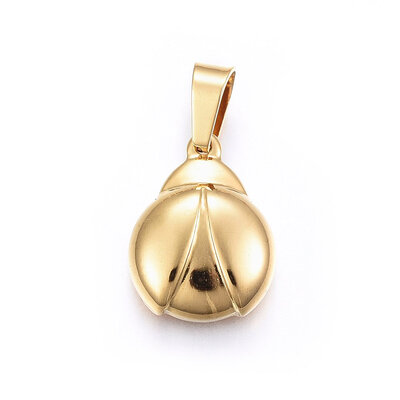 

304 Stainless Steel Pendants Large Hole Pendants Ladybug Golden 185x14x45mm Hole 8x4mm