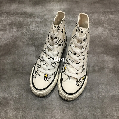 

Canvas shoes womens high-heeled womens shoes Korea ulzzang2019 trend Hong Kong girl students Korean version