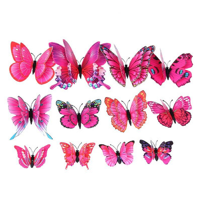 

12Pcs Wall Stickers Double Layer PVC Butterfly Shape Wall Decal Sticker Home Living Room Nursery Outdoor Fences Garden Lawn Backya