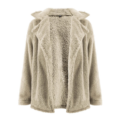 

Womens Long Sleeves Fleece Fur Open Front Cardigan Winter Warm Soft Fluffy Coat