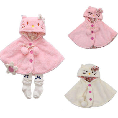 

Toddler Baby Girls Plush Cat Hooded Cloak Poncho Jacket Outwear Kids Warm Coat