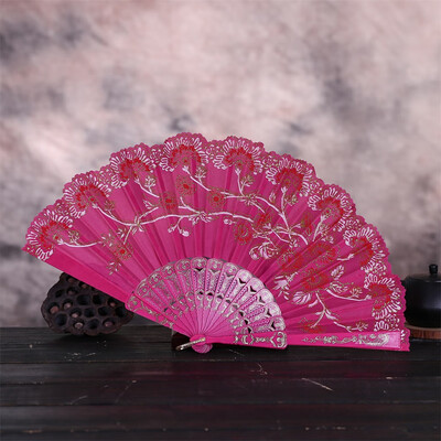 

Siaonvr Best Chinese Style Dance Wedding Party Lace Silk Folding Hand Held Flower Fan