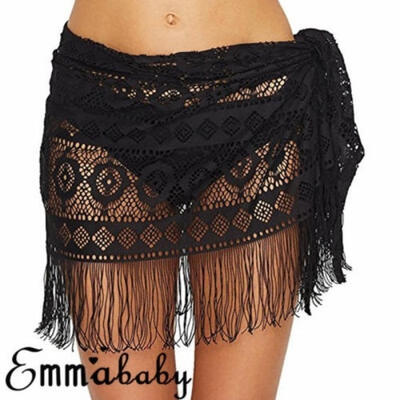 

Women Bikini Cover Up Swimwear Sheer Beach Skirt Sarong Pareo Dress AU