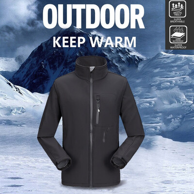 

Toponeto Men Winter Zipper Pocket Softshell Windproof Waterproof Soft Coat Shell Jacket