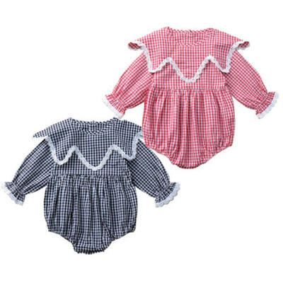 

Cute Infant Baby Girl Long Sleeve Romper Bodysuit Jumpsuit Plaids Clothes Outfit
