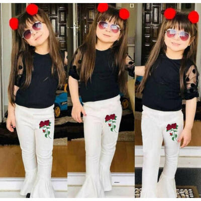 

Toddler Kids Baby Girls Lace Tops T-shirt Flared Long Pants Outfits Clothes Set