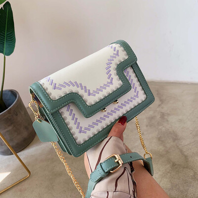 

Tailored Womens Fashion Thread Patchwork Colour Cover Hasp Retro Shoulder Bag Flap Bag