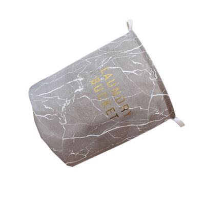 

Cotton Linen Marble Pattern Clothes Storage Bucket Waterproof Wardrobe Organizer Large Capacity Toy Round Basket