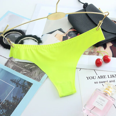 

Ice Silk Thong Sexy Pantie Seamless G String for Women Underwear Ladies String Underpants Low Waist Bikini sexy solid color