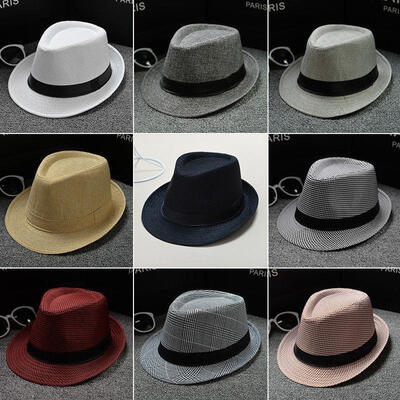 

1pc New Hot Sale Unisex Vintage Blower Jazz Hat Women Men Casual Trendy Beach Sun Straw Panama cap Cowboy Fedora Gangster Cap