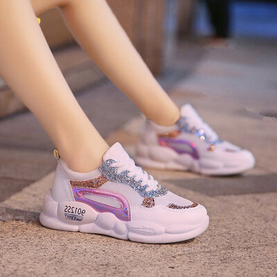 

Colorful&shiny small white-white shoes women summer&autumn casual sports running screen breathable ins