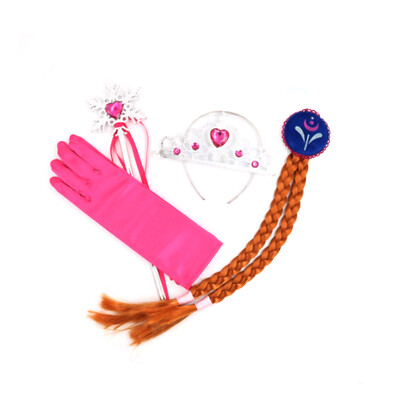 

4PcsSet Princess Accessories Crown Wig Gloves Magic Wand Cosplay Toy Set for Kids Dress Party Girl Gifts