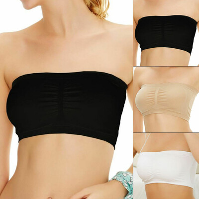 

Womens Seamless Strapless Crop Top Vest Breathable Sports Bras Bandeau Tube