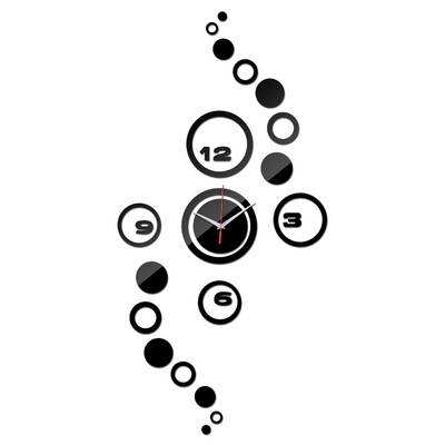 

〖Follure〗Wall Clock 3D DIY Circle Pattern Stickers Hour Modern Mirror Design Art Watches