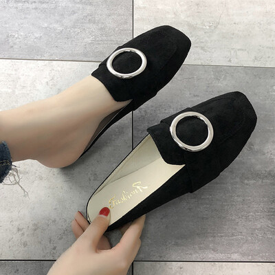 

No heel lazy bag head half slippers female outside wearing summer fashion flat-bottomed hundred spout slippers