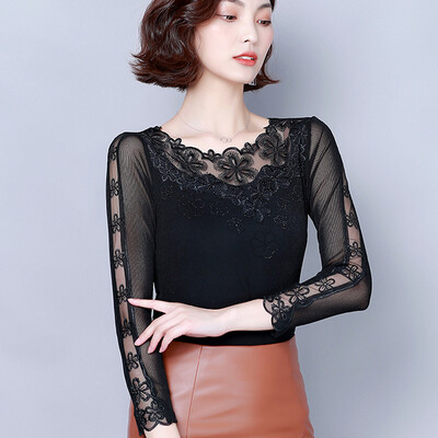 

Tailored Womens Ladies Lace Slim T-Shirt Top Ladies Long Sleeve Tops Blouse