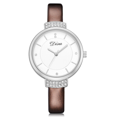 

Womens Watches Fashion Scale Disc Ladies Minimalism Quartz Wristwatch Solid Color Leather Strap Clock Casual Zegarki Damskie