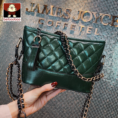 

Big bag female 2019 new rhomboid chain bag chic port style retro large capacity oblique span small square bag