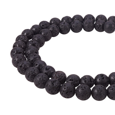 

PH PANDAHALL 1 Strand Black Natural Volcanic Lava Rock Stone Round Gemstone Beads for Jewelry Making