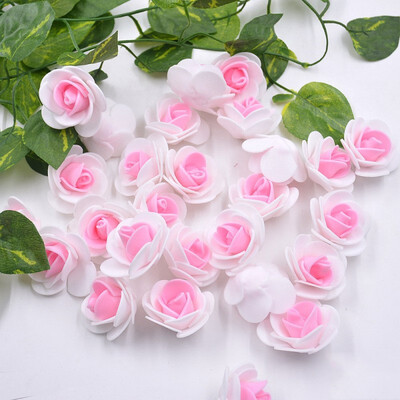

FUNNYBUNNY 50pcslot 35cm Artificial Foam Rose Two-color Mini Flower Head Wedding Party Home DIY Decorative Materials