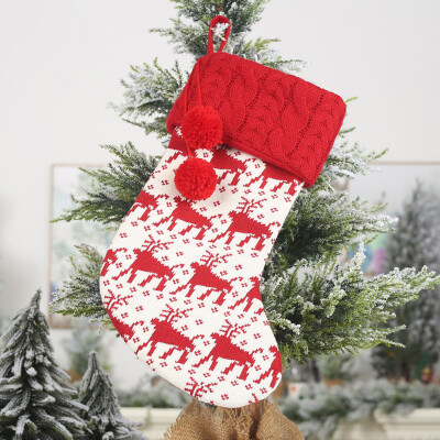 

Siaonvr Christmas Stockings Wool Socks Red And White Elk Gift Bag Jewelry Knitting