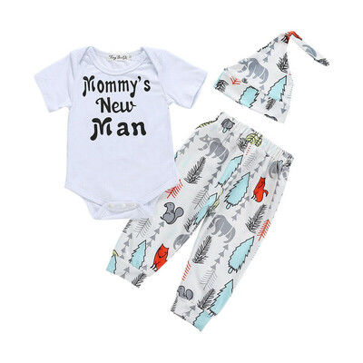 

Toddler Infant Baby Boys Romper T-Shirt Pants Hat 3Pcs Cute Outfits Clothes