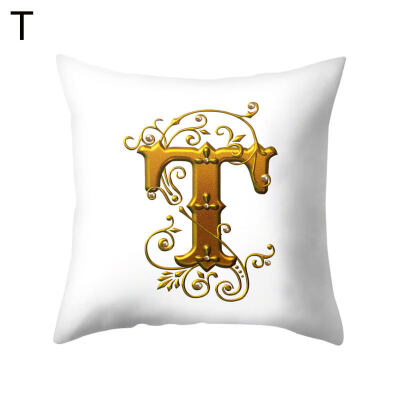 

26 Golden A to Z Alphabet Flower Soft Pillow Case Cushion Cover Home Sofa Decor