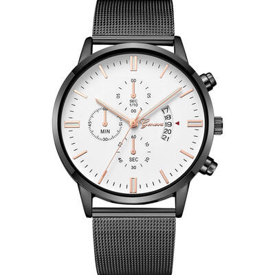 

GENEVA Fashion Military Watch Mesh Band Stainless Steel Analog Quartz Wristwatch Luxury Sport Watches Erkek Kol Saati