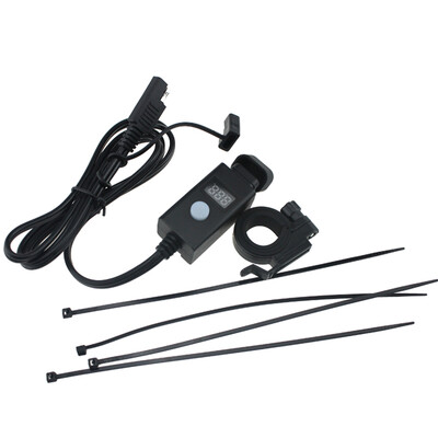 

Electric Motorcycle USB Port Car Charger Waterproof Charging Adapter Universal for Motorbike with Voltmeter Display