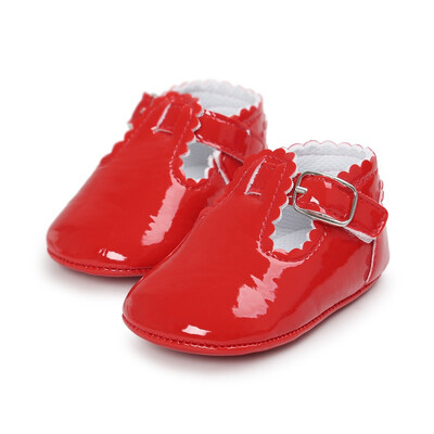 

Vintage Toddler Infant Baby Girl Spring PU Solid Color Princess Shoes Anti-slip Crib Shoes Prewalker