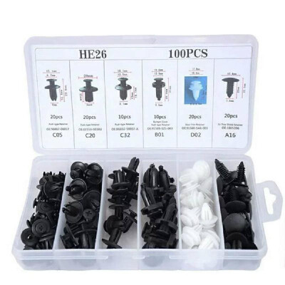 

100PCS Auto Fasteners Kit Universal Car Push Retainer Assortment Kit Nylon Shield Pin Rivet Fasteners