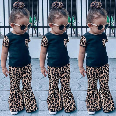 

Fashion Kids Baby Girl T-shirt Tops Bell Bottom Pants Outfits Set Clothes 1-6Y