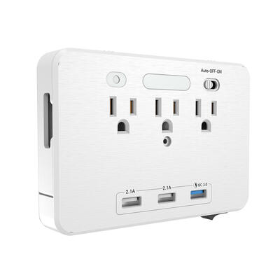 

3 USB Ports AC Outlet Socket Wall Mount Night Light Power Strip wQC 30 US