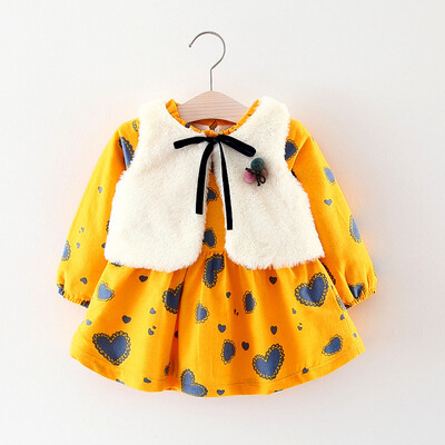 

Newborn Baby Girls Cartoon Warm Princess DressWaistcoat Outfits Clothes Set
