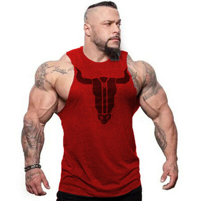 

Mens Gym Muscle Shirt Tank Top Sports Bodybuilding Fitness Athletic Vest NEW