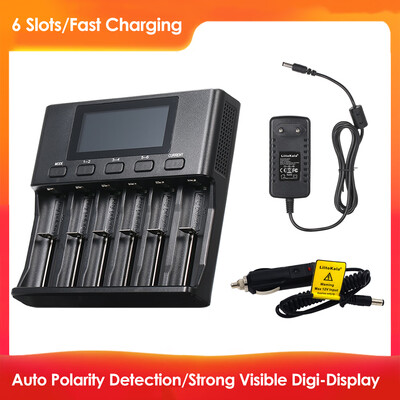 

LiitoKala Lii-S6 DC 12V 3A 6Slots Intelligent Batterys Chargers Kit 12V 3A Adapter for 37V Li-Ion 38V IMR 12V Ni-MHCd 32V LiF
