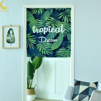 

80100cm Wear Rod Digital Printing Banana Leaf Curtain Door