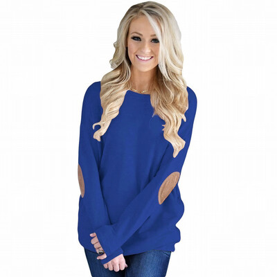 

Round collar long sleeve patch design comfortable pullover casual sports sweatshirt